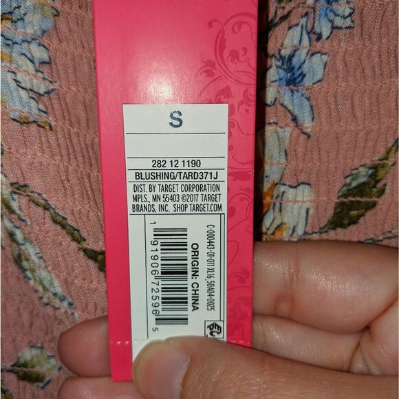 Xhilaration Blushing Pink Peasant Ruffle Long Sleeve Floral Spring Dress S - Picture 9 of 13